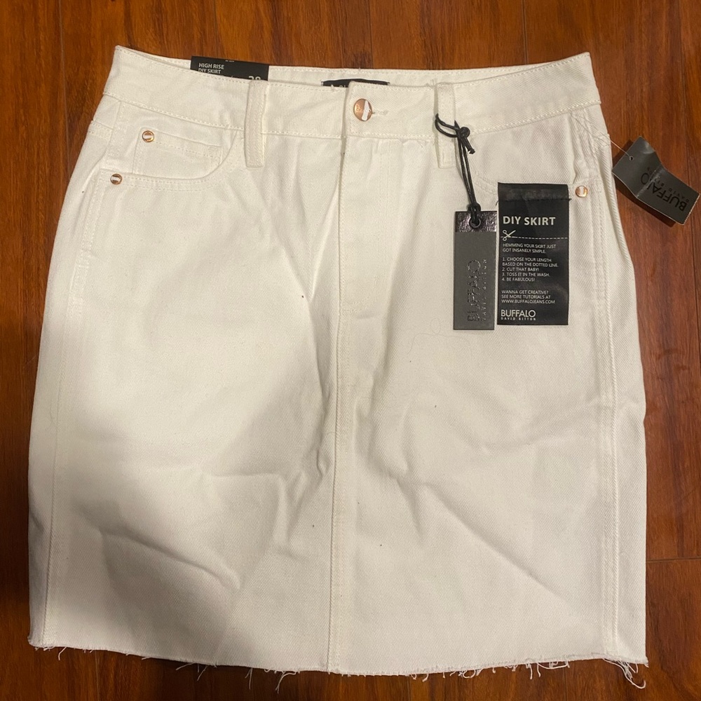 White high rise DIY jean Skirt by BUFFALO